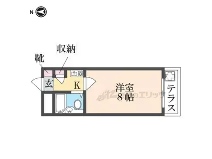 シティパレス東生駒P-3-C(1K/1階)の間取り写真