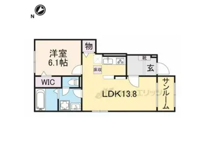 豊郷サンライフ(1LDK/1階)の間取り写真