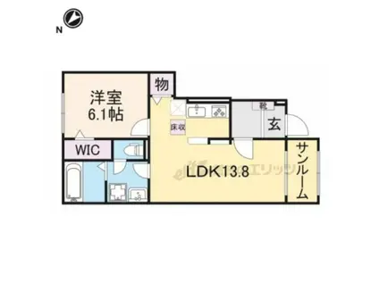 豊郷サンライフ(1LDK/1階)の間取り写真