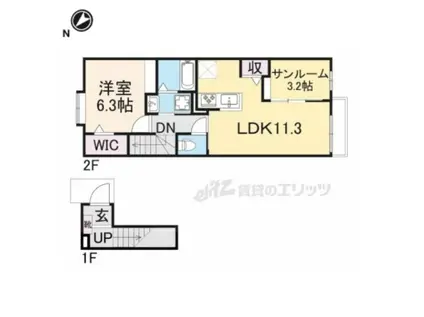 OAK・SERIO(1LDK/2階)の間取り写真