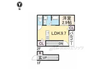 エトワール下坂浜A(1LDK/2階)の間取り写真