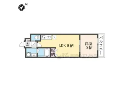 メゾン・ド・ブランシェ山科駅前(1LDK/2階)の間取り写真