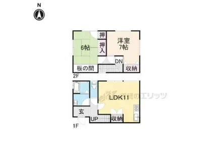 和歌山線 御所駅 徒歩12分 2階建 築36年(2LDK)の間取り写真