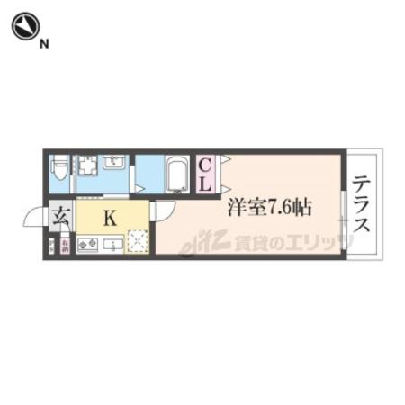 ALEGRIA古川橋(1K/1階)の間取り写真
