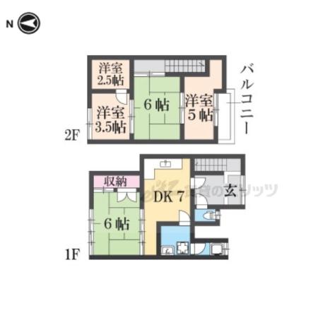 京福北野線 等持院・立命館大学衣笠キャンパス前駅 徒歩9分 1階建 築57年(5DK)の間取り写真