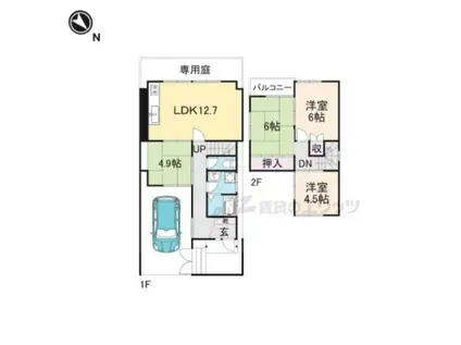 近鉄生駒線 勢野北口駅 徒歩15分 2階建 築41年(4LDK)の間取り写真