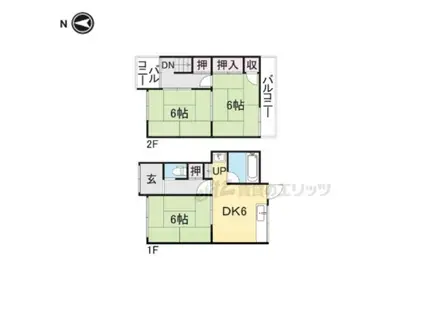 関西本線 法隆寺駅 徒歩30分 2階建 築50年(3DK)の間取り写真