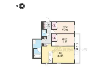 シャーメゾン シンフォニア(2LDK/2階)の間取り写真