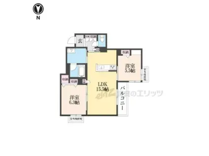 シャーメゾン シンフォニア(2LDK/2階)の間取り写真