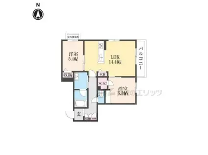 シャーメゾン シンフォニア(2LDK/2階)の間取り写真