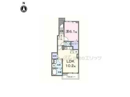 ポンテリブロK(1LDK/1階)の間取り写真