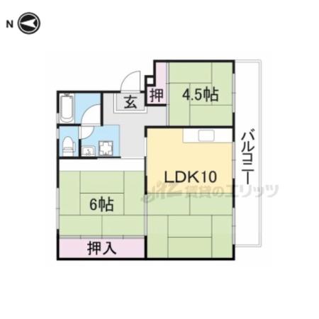 寝屋川団地C33号棟(2LDK/3階)の間取り写真