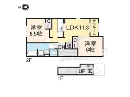 ウィング(2LDK/2階)の間取り写真