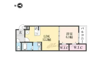 WISTERIA TERRACE(1LDK/2階)の間取り写真