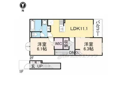 カルムメゾンK・(2LDK/2階)の間取り写真