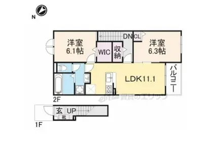 カルムメゾンK・(2LDK/2階)の間取り写真