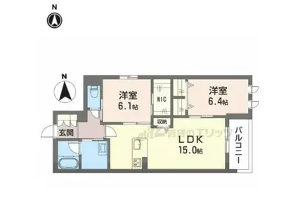 シャーメゾン 光悠新町(2LDK/2階)の間取り写真