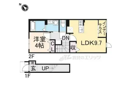 VALENTE SAZANAMI(1LDK/2階)の間取り写真