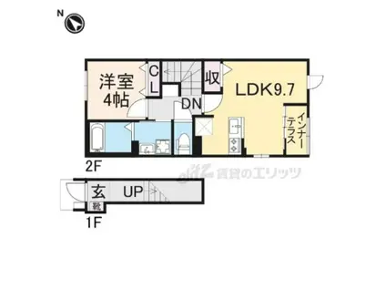 VALENTE SAZANAMI(1LDK/2階)の間取り写真