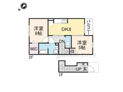 カルム・グリシーヌ(2DK/2階)の間取り写真