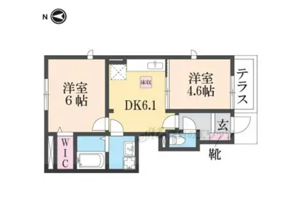 カルム・グリシーヌ(2DK/2階)の間取り写真