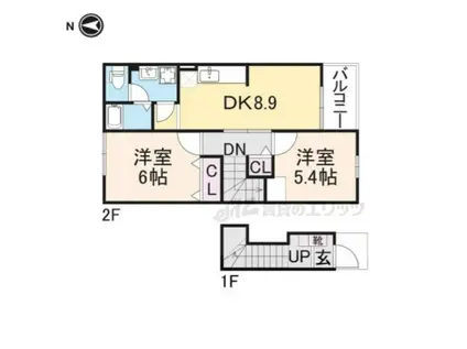 クイール(2DK/2階)の間取り写真