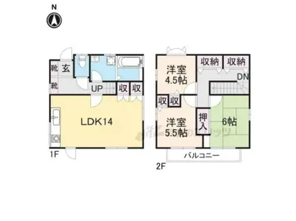 近鉄難波・奈良線 生駒駅 徒歩15分 2階建 築19年(3LDK)の間取り写真
