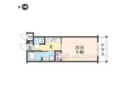 CREST TAPP京都丹波口(1K/1階)の間取り写真