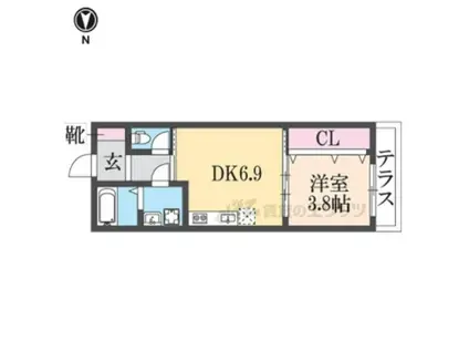 ノイヴェル吉田(1DK/1階)の間取り写真