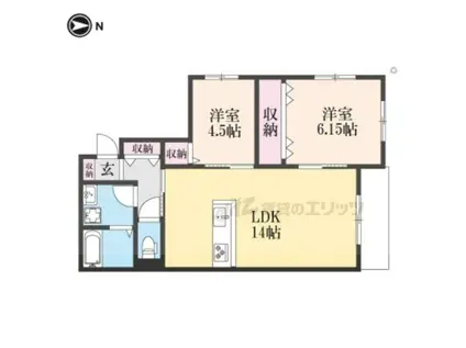 トレス長栄寺(2LDK/1階)の間取り写真