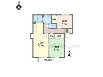 メゾンヴェールB棟(2LDK/2階)の間取り写真