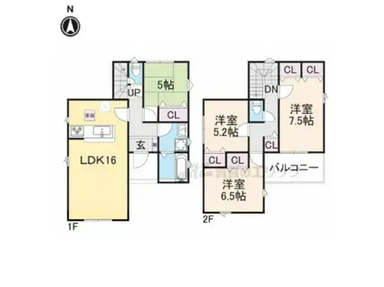 近鉄難波・奈良線 生駒駅 徒歩16分 2階建 築2年(4LDK)の間取り写真