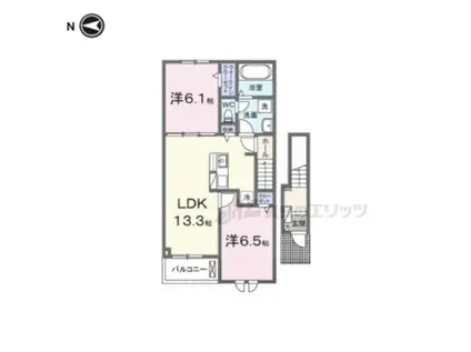 キング・ヒルズ(2LDK/2階)の間取り写真