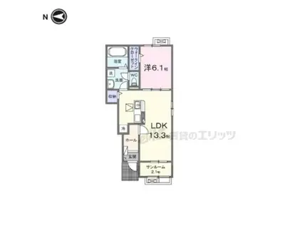 キング・ヒルズ(1LDK/1階)の間取り写真