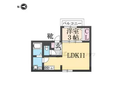 LALAくずは(1LDK/2階)の間取り写真