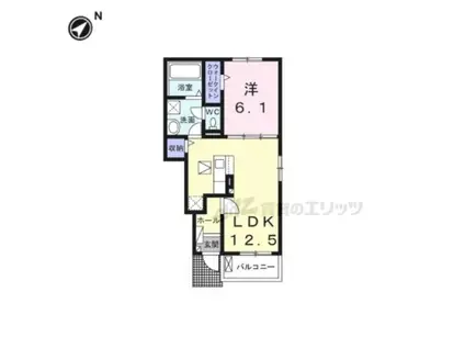 クレール聖和B(1LDK/1階)の間取り写真
