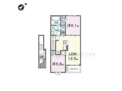 クレール聖和B(1LDK/2階)の間取り写真