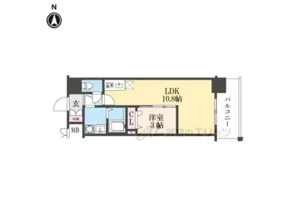 ソルテラスKYOTO西大路 瑠(1LDK/4階)の間取り写真