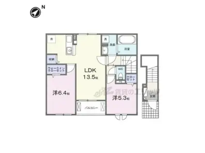 クレール聖和C(2LDK/2階)の間取り写真