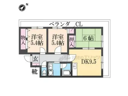 ジョイパレスチシロ(3DK/2階)の間取り写真