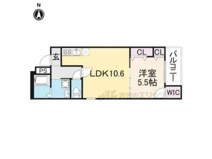 SUN MOON武庫之荘番館(1LDK/1階)の間取り写真