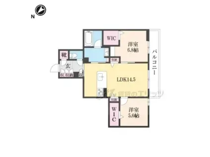 コティマヒルズ生駒(2LDK/3階)の間取り写真