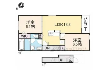 カーサ K スワン(2LDK/2階)の間取り写真