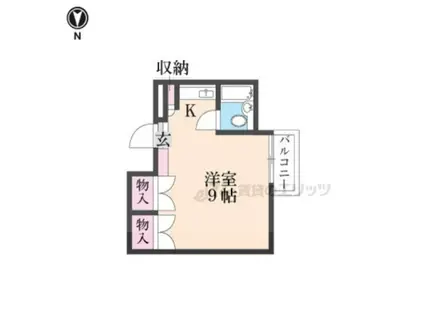 第2SUN桂松(1K/3階)の間取り写真