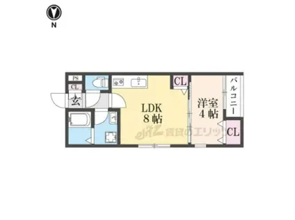 LA-CREA浜A棟(1LDK/2階)の間取り写真