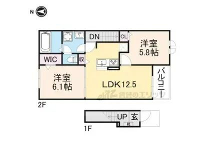 Yフォレスト長浜A(2LDK/2階)の間取り写真