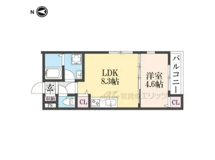 LA-CREA浜C棟(1LDK/2階)の間取り写真