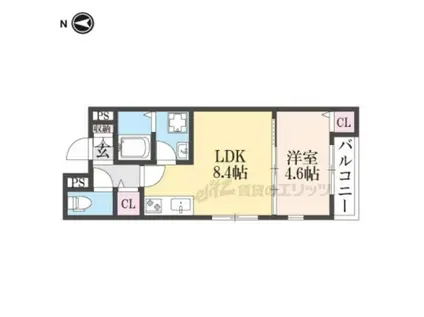 LA-CREA浜C棟(1LDK/2階)の間取り写真