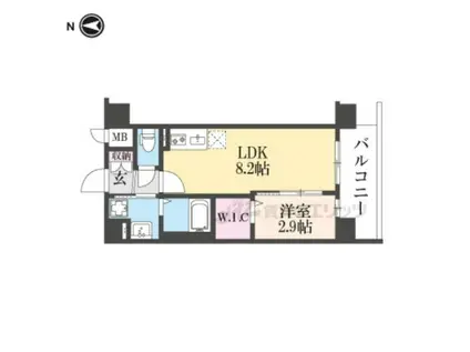 ソルテラス京都JUJO薫(1LDK/3階)の間取り写真