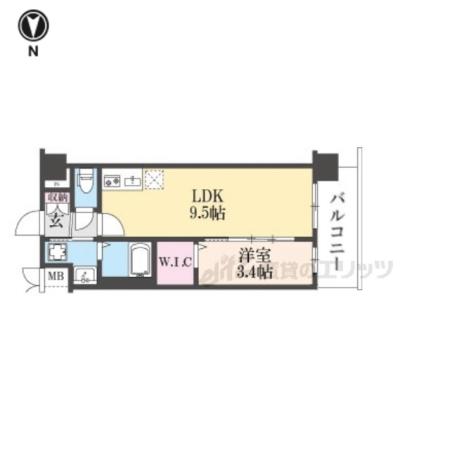 ソルテラス京都JUJO薫(1LDK/4階)の間取り写真